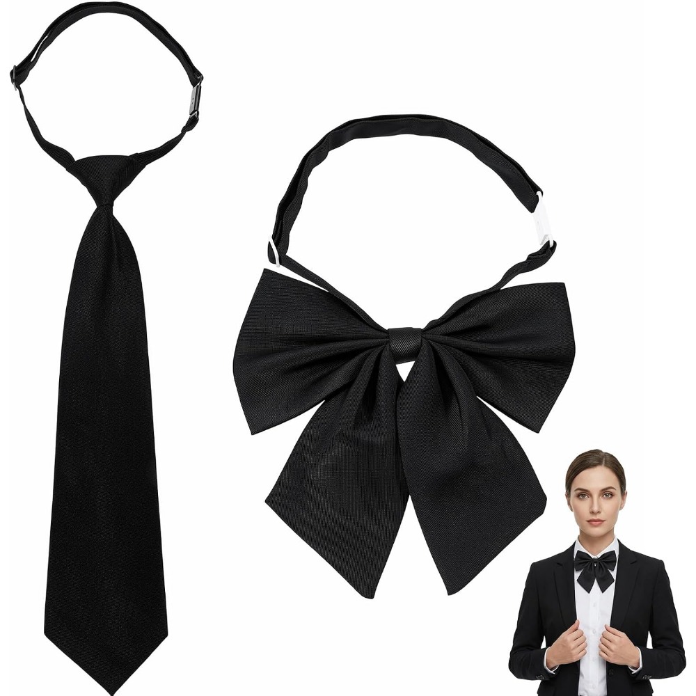 Event & Party Supply - Black Bow Ties for Women, Large