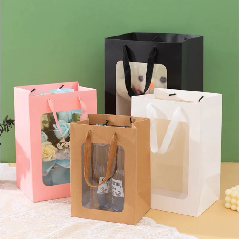 Event Party Box - Kraft Paper Flower Tote Bag Portable