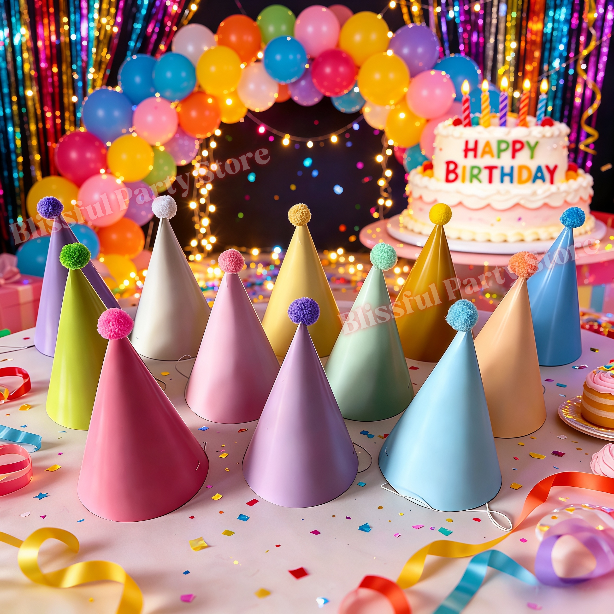 Colorful Birthday Party Hats M - огляд і ціна Party Hat Cone