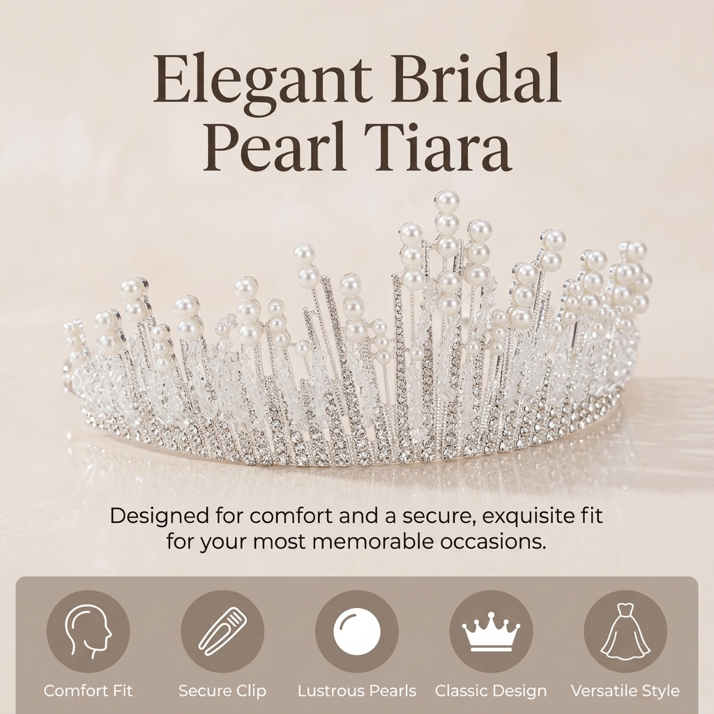 Bridal Pearl Crown Headpiece E - огляд і ціна Event & Party Supply