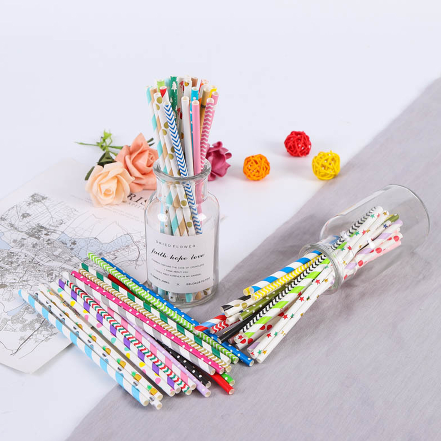 25 Pcs Colorful Disposable Pap - огляд і ціна Paper Straw Color