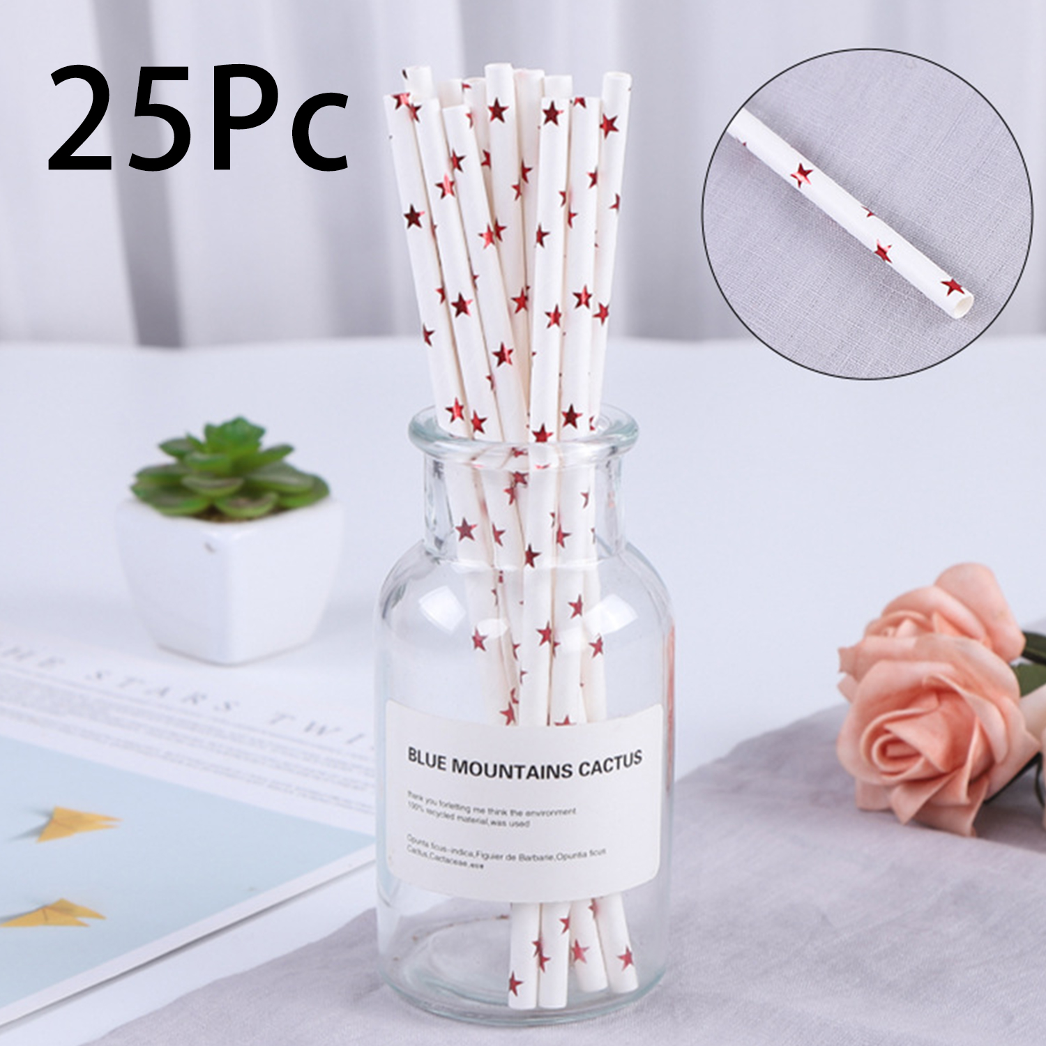 25 Pcs Colorful Disposable Pap - огляд і ціна Paper Straw Color