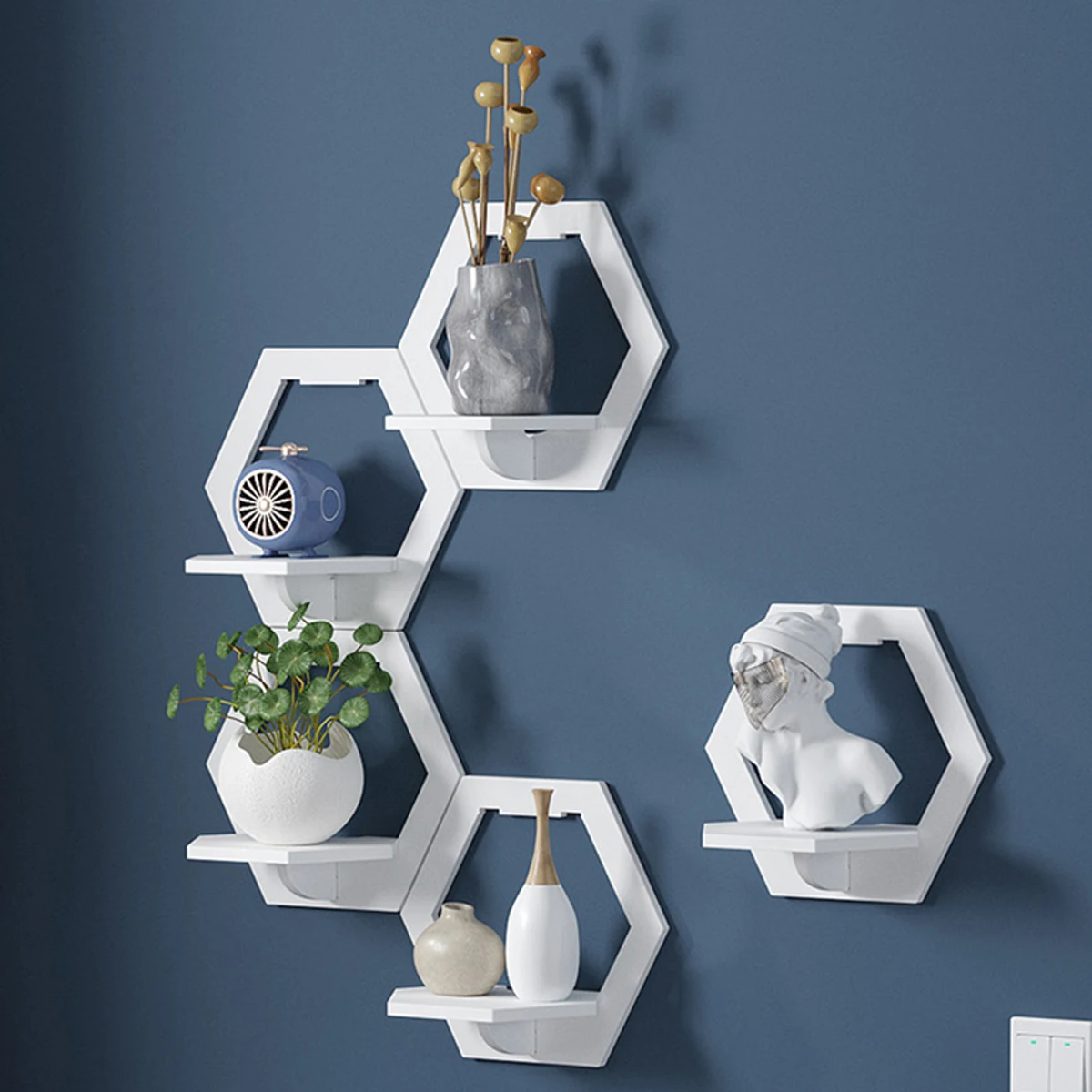 3Pcs Hexagon Wall Shelf Punch  - огляд і ціна Flower Wall Panel