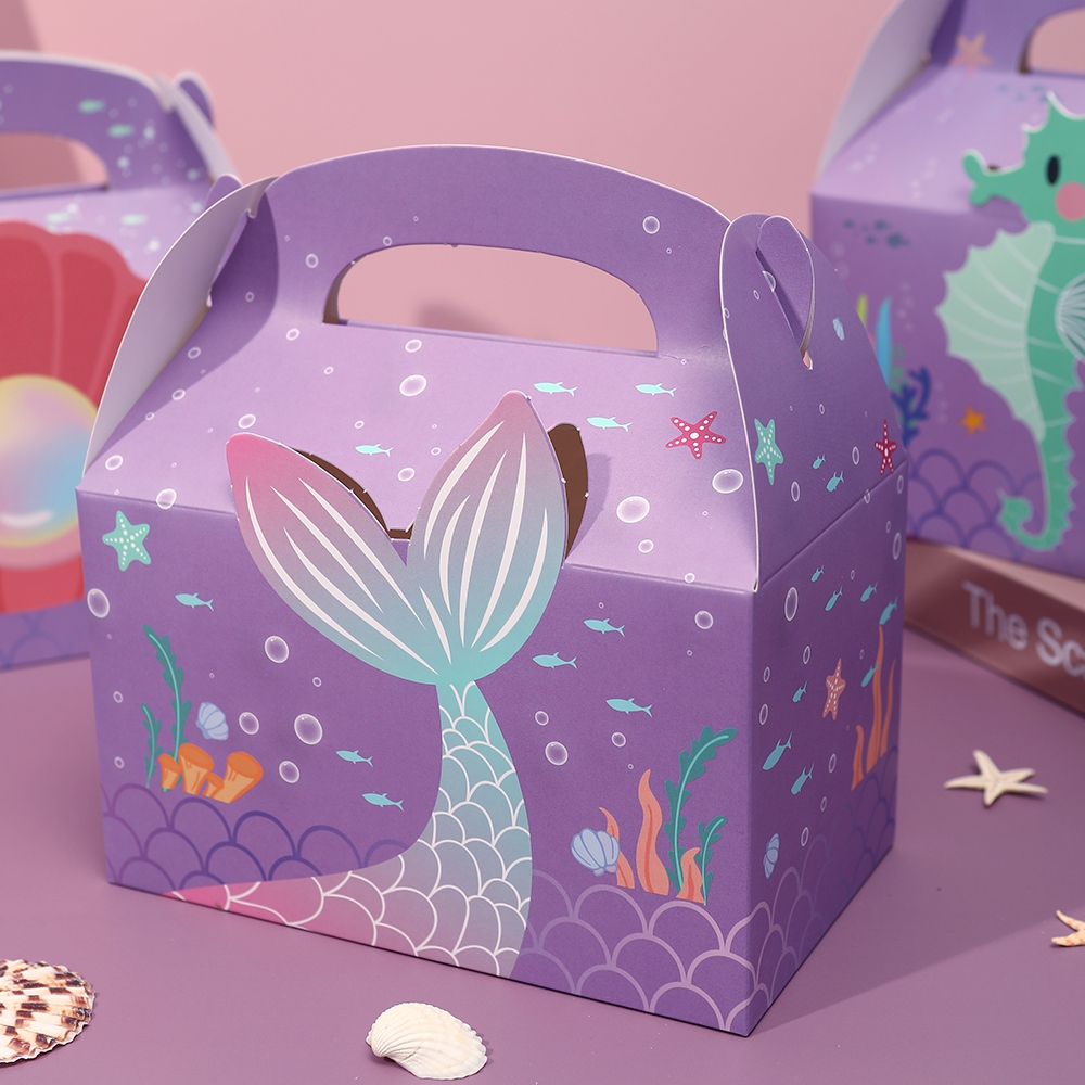 6pcs Mermaid Gift Paper Bags O - огляд і ціна Event Party Box
