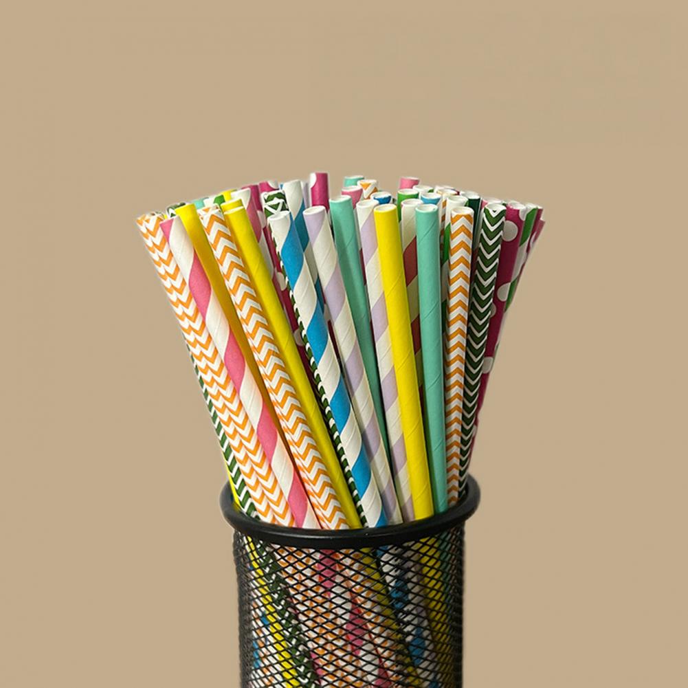 100Pcs Colorful Striped Print  - огляд і ціна Paper Straw Color