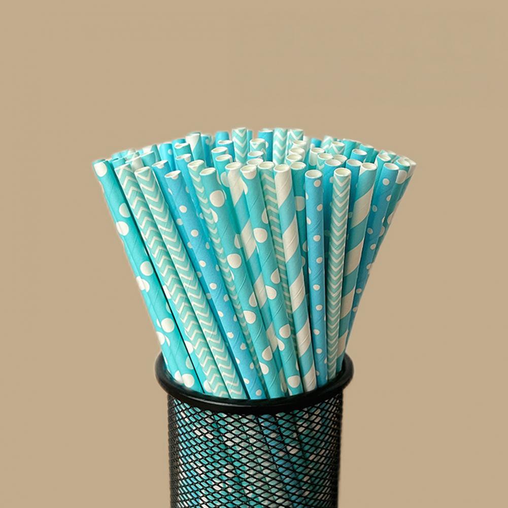 100Pcs Colorful Striped Print  - огляд і ціна Paper Straw Color