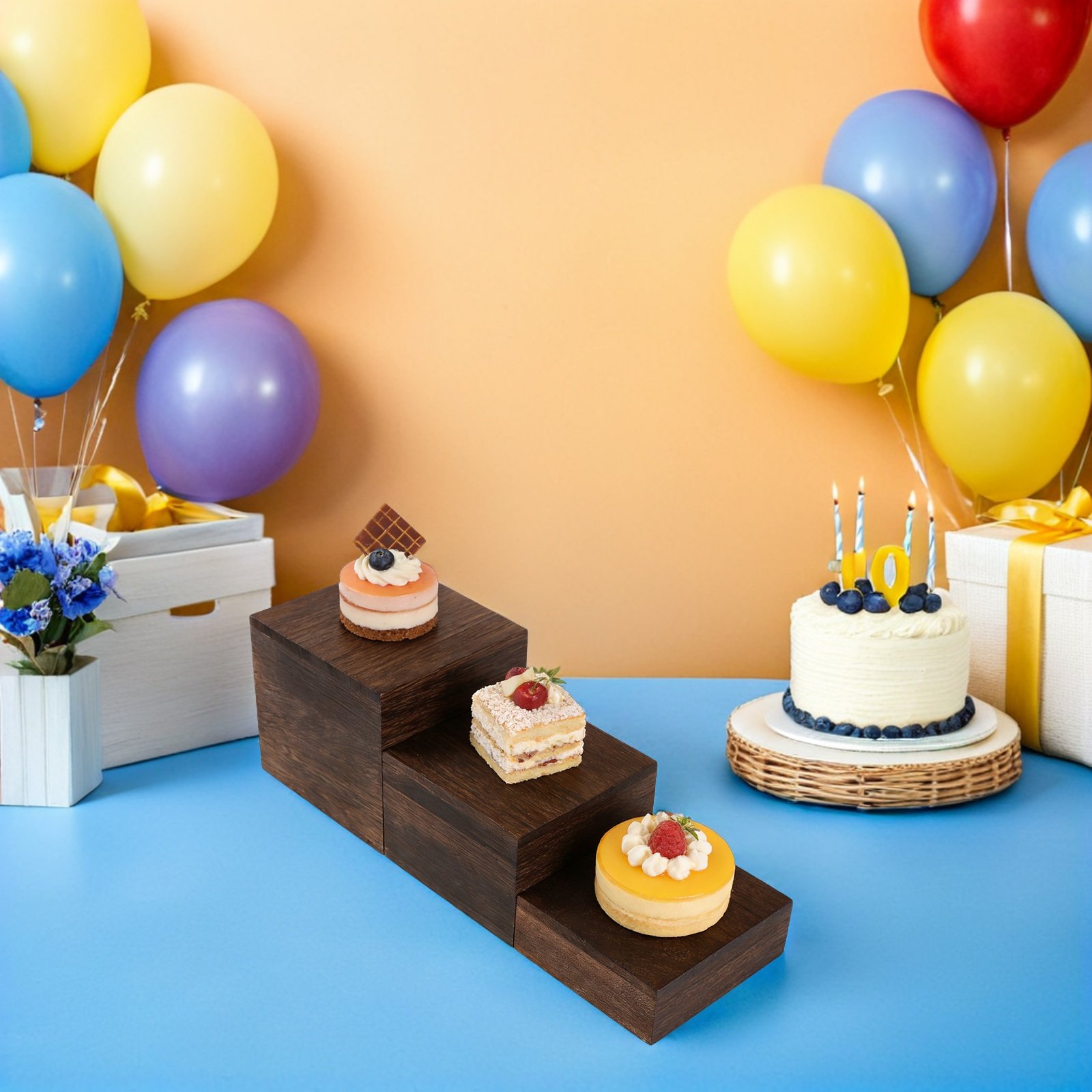3Pcs Rustic Wooden Tiered Cake - огляд і ціна Cupcake Stand Tier