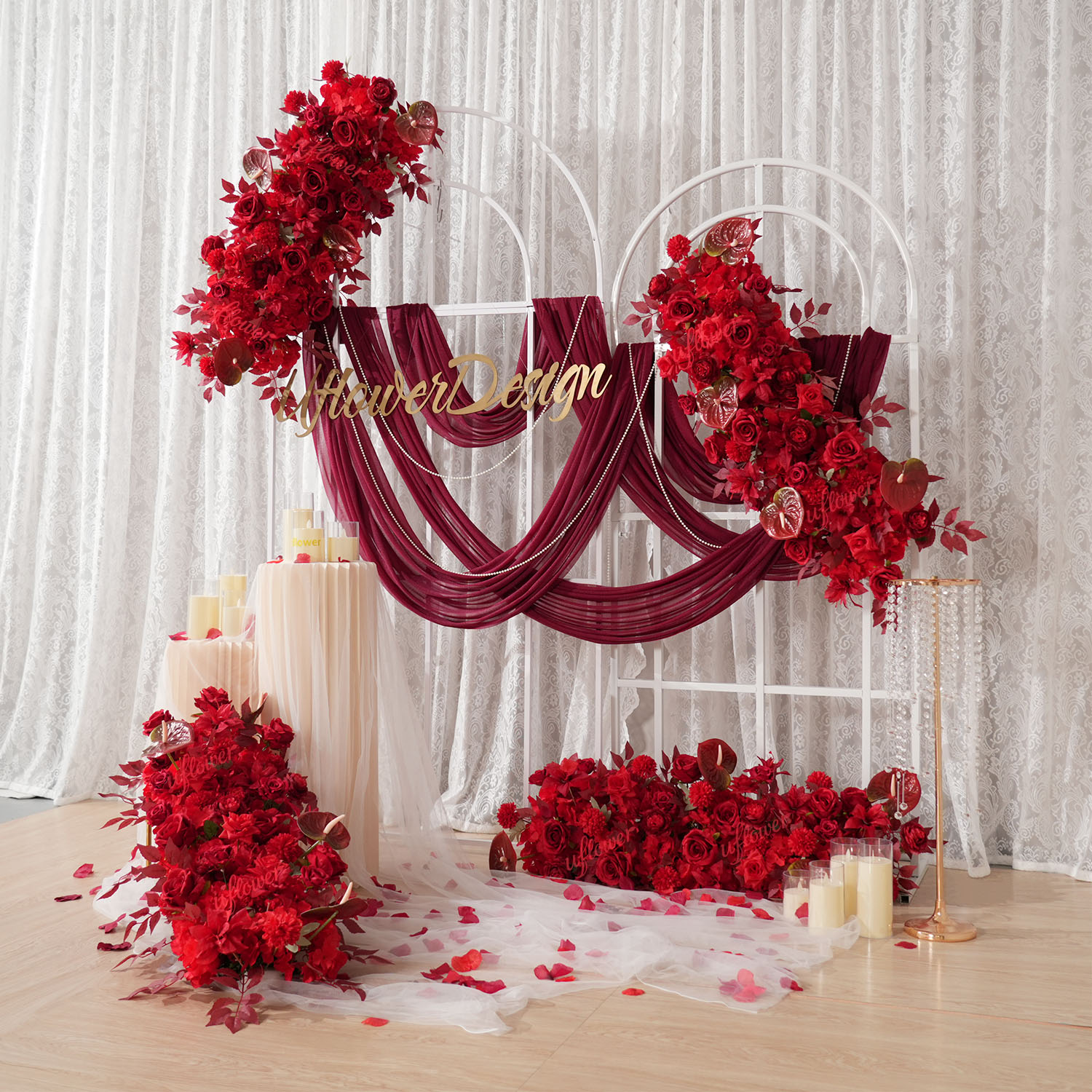 Uflower Red Flower Row Wedding - огляд і ціна Flower Wall Panel