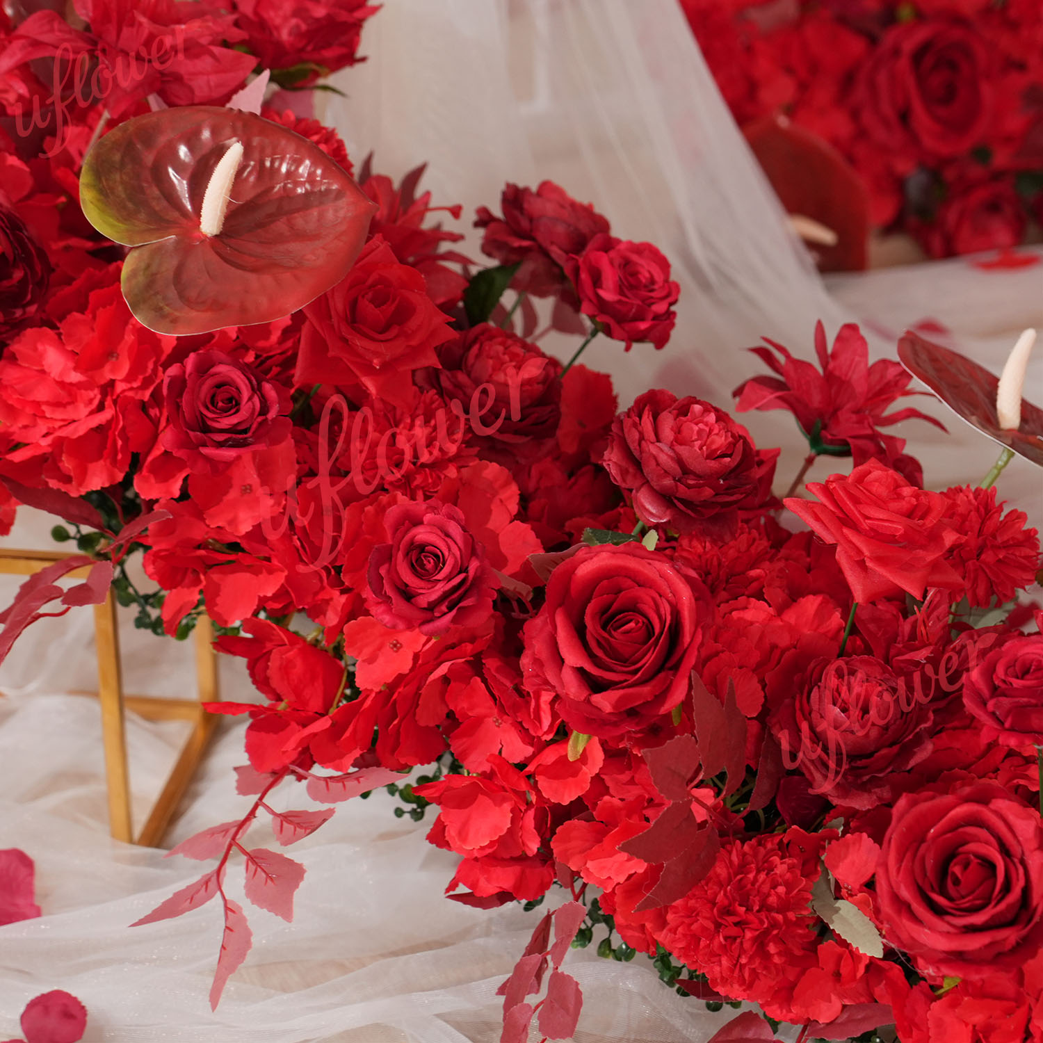 Uflower Red Flower Row Wedding - огляд і ціна Flower Wall Panel