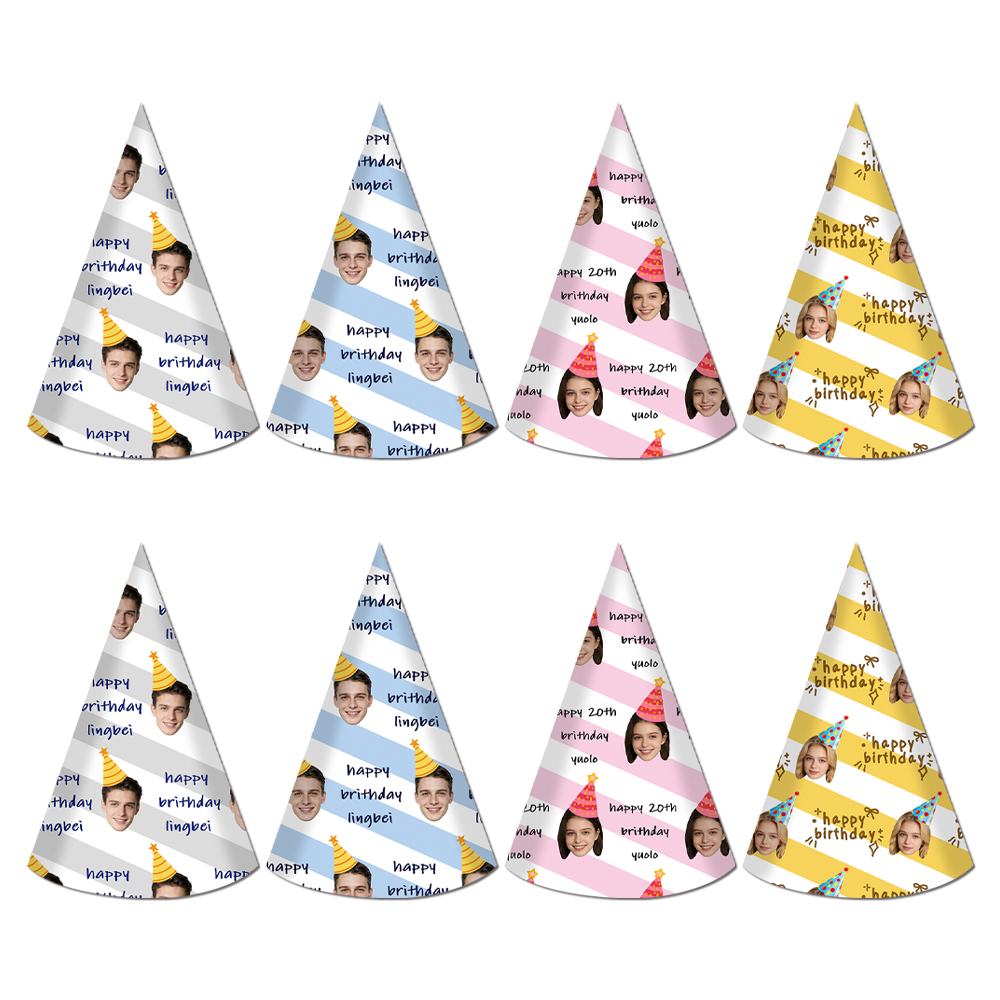 8pcs Custom Text and Photo Fac - огляд і ціна Party Hat Cone
