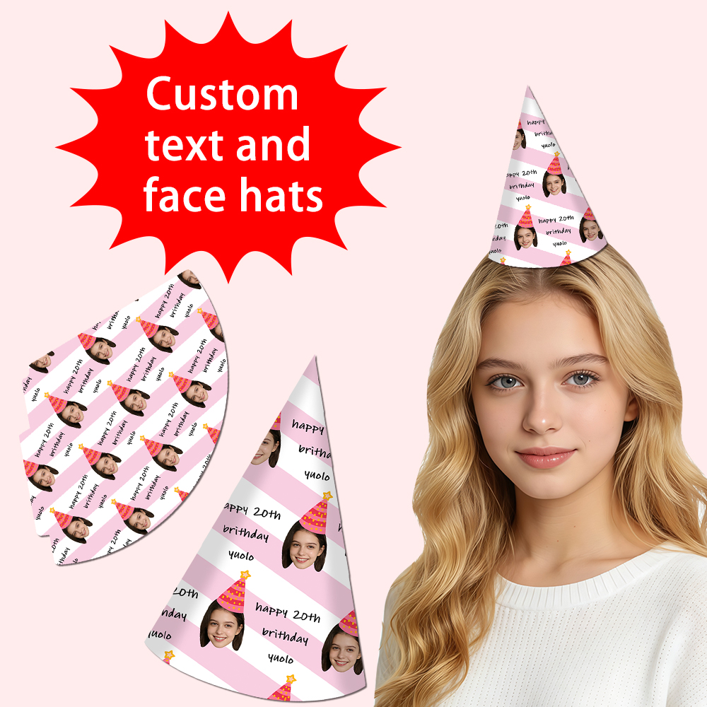 8pcs Custom Text and Photo Fac - огляд і ціна Party Hat Cone