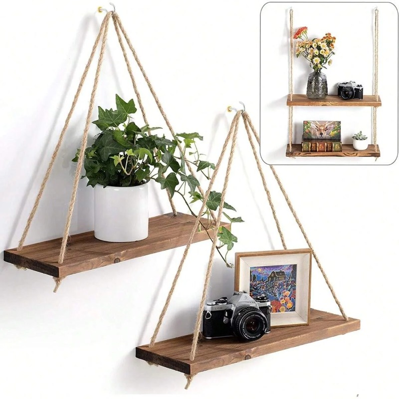 1PC Wooden Swing Hanging Hemp  - огляд і ціна Flower Wall Panel