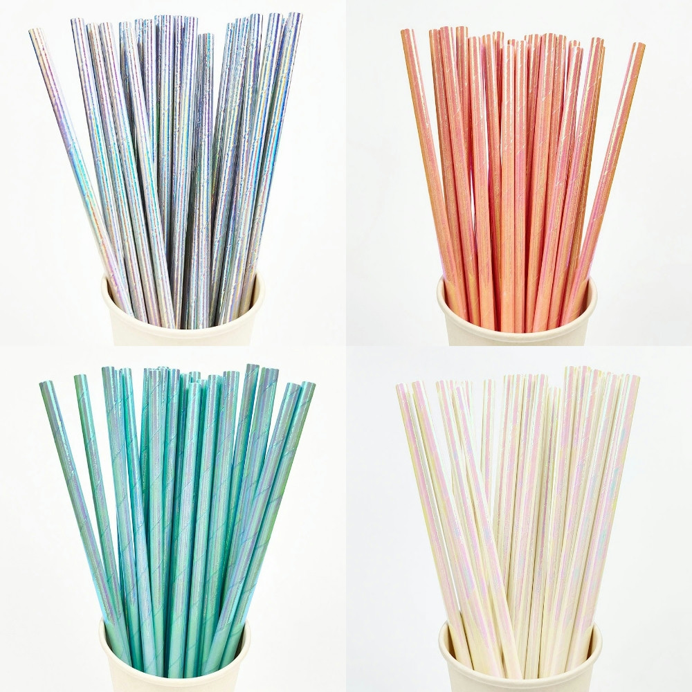 25Pcs Pearlescent Bronzing Pap - огляд і ціна Paper Straw Color