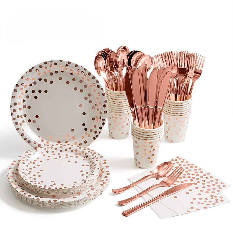 Rose Gold Party Tableware Kit  - огляд і ціна Paper Straw Color