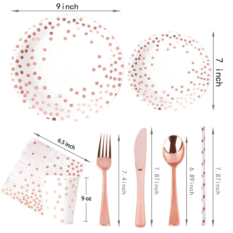 Rose Gold Party Tableware Kit  - огляд і ціна Paper Straw Color
