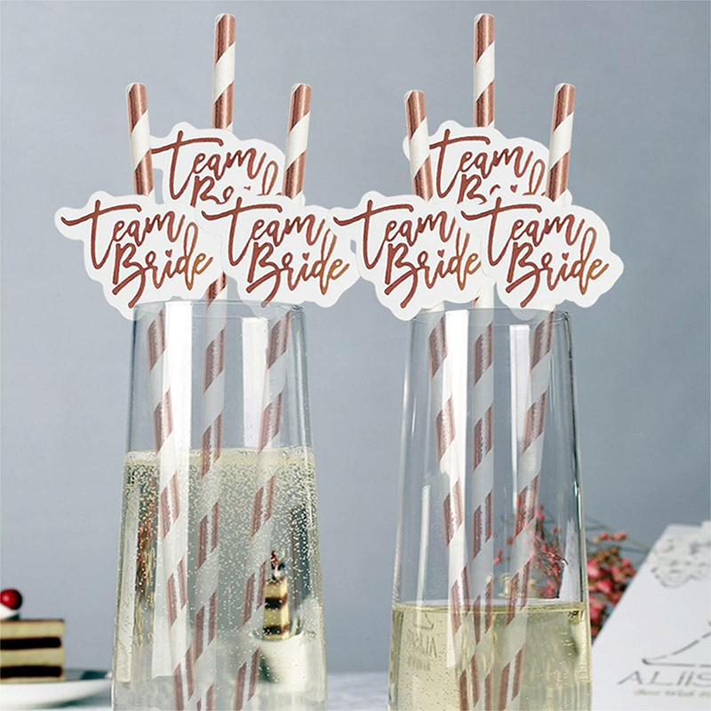 10pcs Team Bride Rose Gold Str - огляд і ціна Paper Straw Color