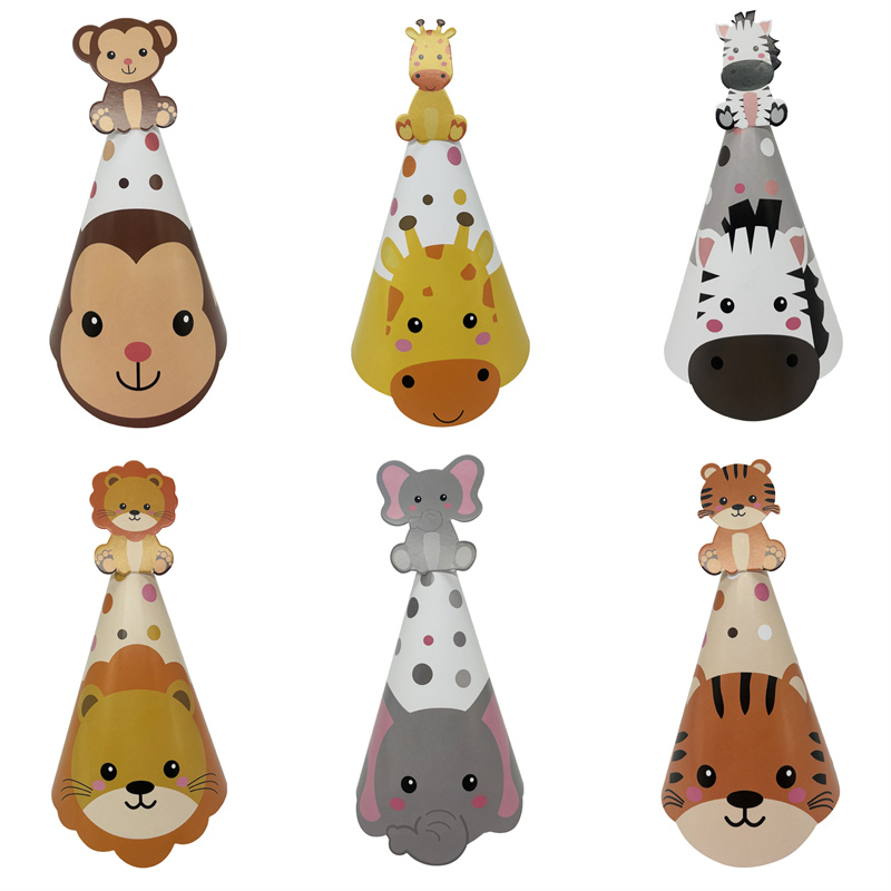 6Pcs Jungle Animal Paper Hats  - огляд і ціна Party Hat Cone