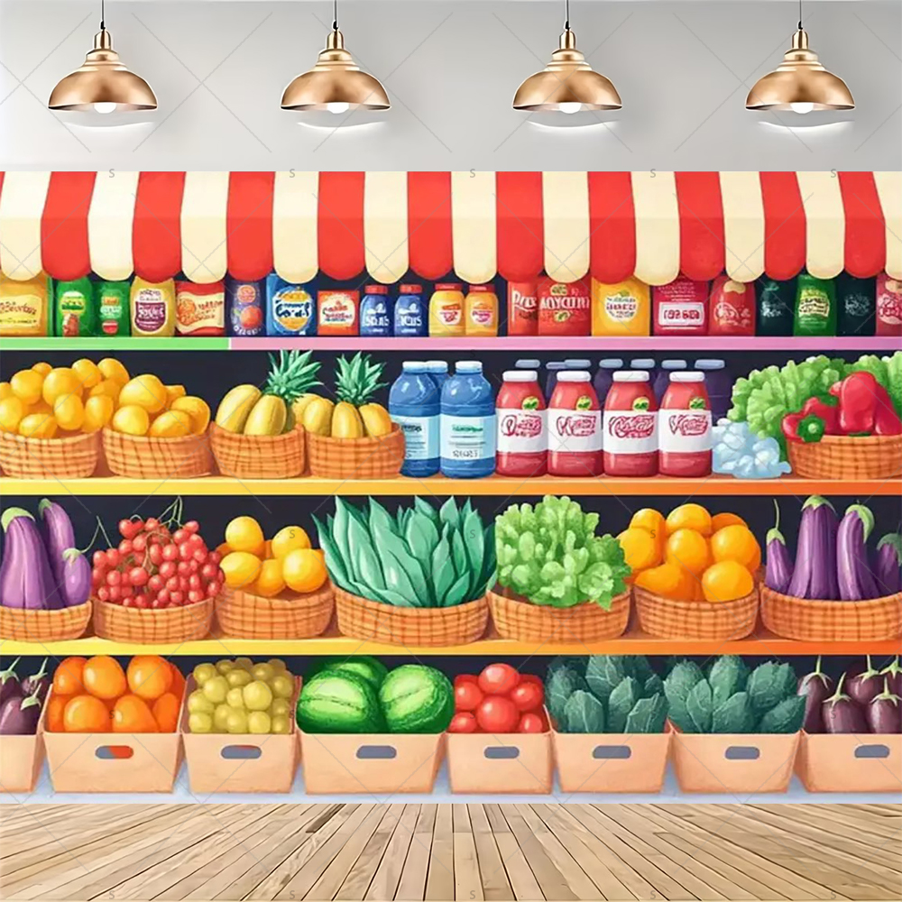 Colorful Supermarket Shelf Bac - огляд і ціна Party Event Supply Store
