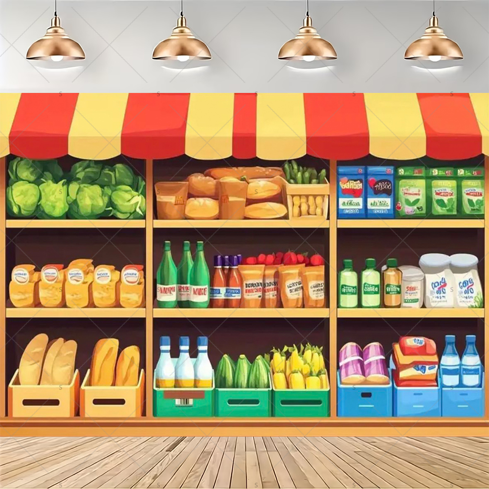 Colorful Supermarket Shelf Bac - огляд і ціна Party Event Supply Store