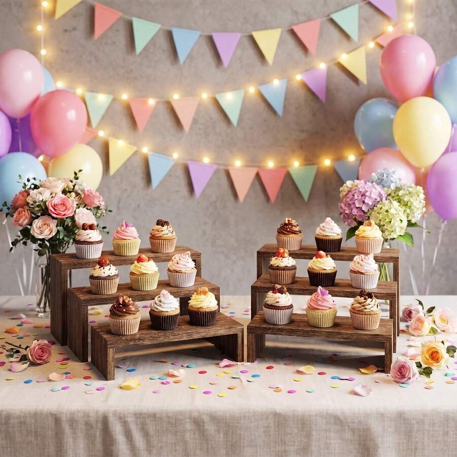 6pcs Display Wood Stand, Woode - огляд і ціна Cupcake Stand Tier