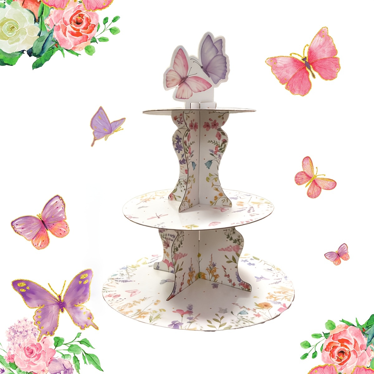 3-Tier Wildflower Butterfly Ca - огляд і ціна Cupcake Stand Tier