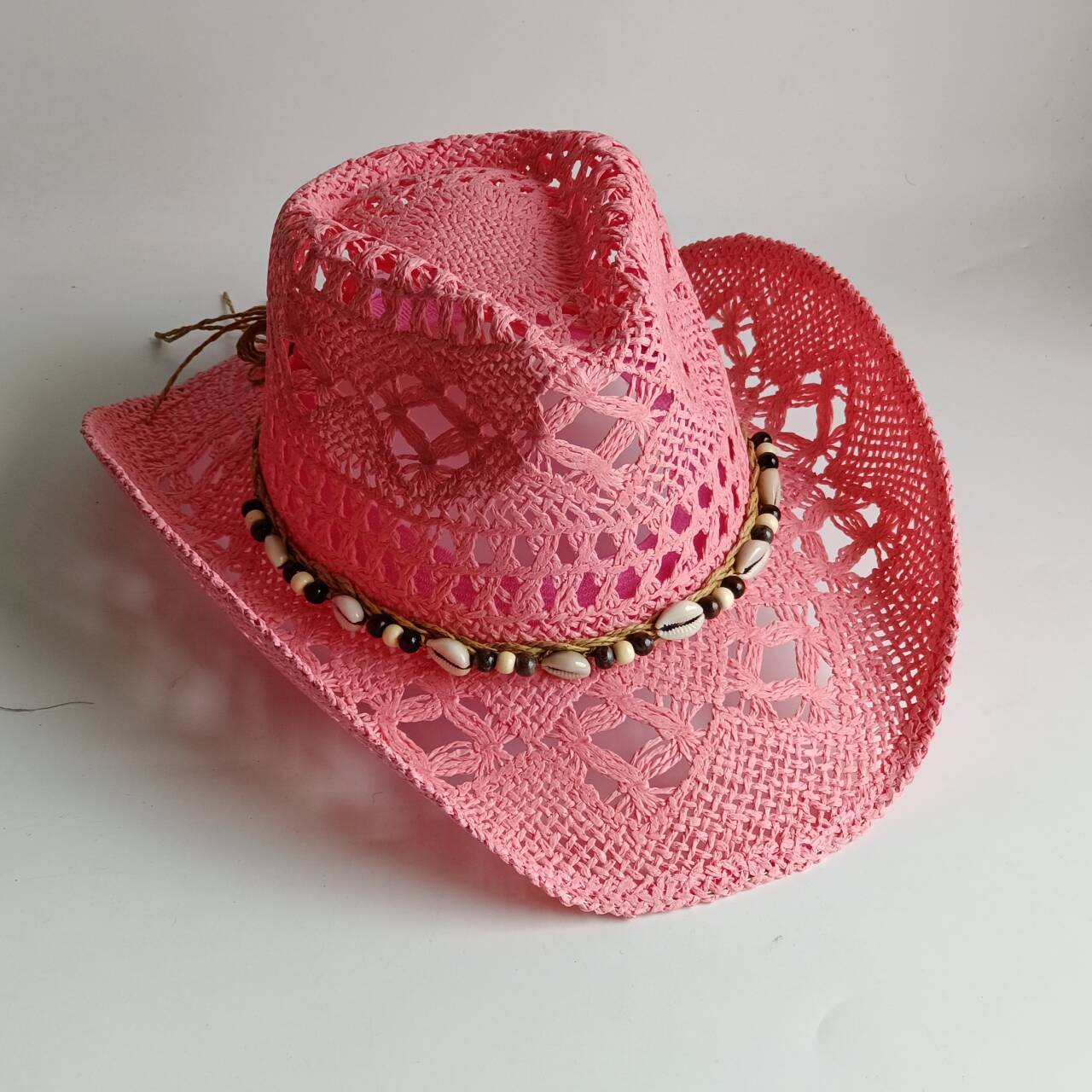 Pink Cowboy straw hat  hollow  - огляд і ціна Paper Straw Color