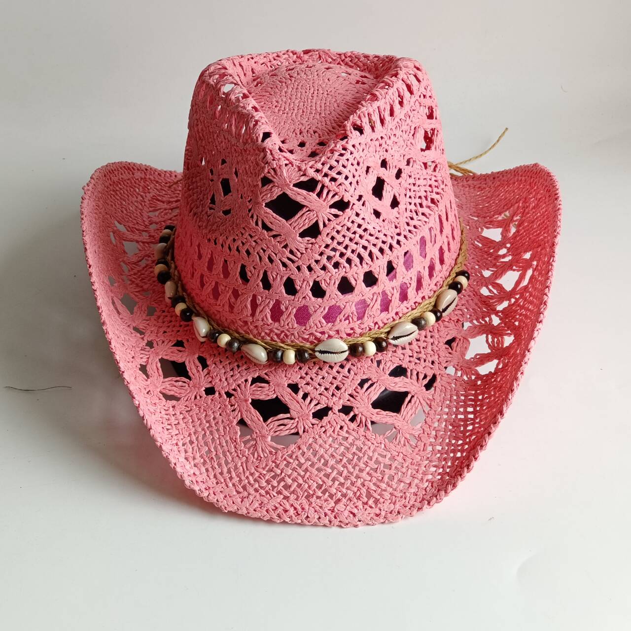 Pink Cowboy straw hat  hollow  - огляд і ціна Paper Straw Color